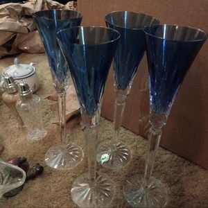 Waterford Crystal Blue Champagne Flutes
